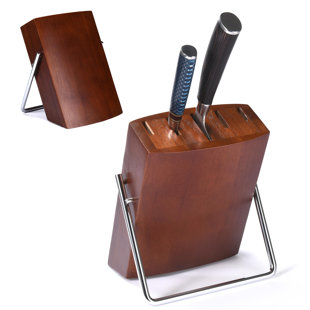 HUDSON & ASHTON LLC Rubberwood Kitchen Countertop Universal Knife Holder With Non-Slip Pad - Brown