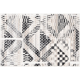 TAYSE RUGS John Contemporary High-Low Abstract Black Indoor Area Rug