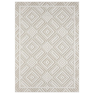 OBEETEE Crosshatch Power Loomed Indoor/Outdoor Rug
