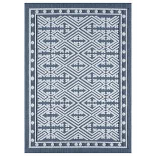 OBEETEE Diamond Framework Power Loomed Indoor/Outdoor Rug