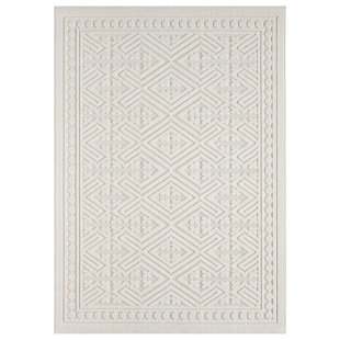 OBEETEE Diamond Framework Power Loomed Indoor/Outdoor Rug
