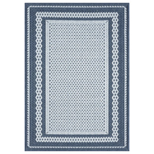OBEETEE Textured Border Power Loomed Indoor/Outdoor Rug