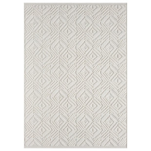 OBEETEE Diamond Tile Cascade Power Loomed Indoor/Outdoor Rug