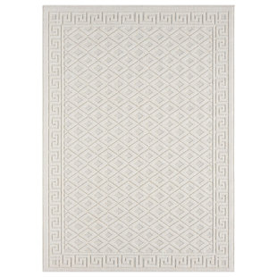 OBEETEE Diamond Lattice Power Loomed Indoor/Outdoor Rug
