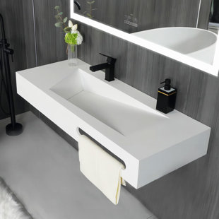 GESIPOR 48" x 19” Resin Specialty Wall Mounted Bathroom Sinks