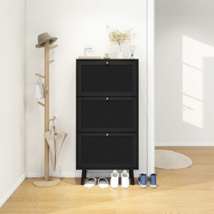 MUSSALLEM AREA RUG SPECIALIST, LLC Compact Entryway 3-Door Shoe Rack, Modern Freestanding Storage Solution