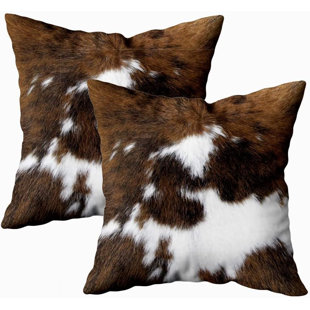 INKEDZ 2 Packs Hidden Zippered Pillowcase Christmas Cowhide Accent Printing 18X18Inch,Decorative Throw Custom Cotton Pillow Case Cushion Cover for Home