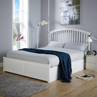 LARK MANOR Barfield End-Lift White Ottoman Storage Bed Frame