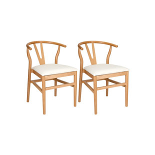 Wood Mid-Century Chair With Rope/Fabric Seat By Chivari (Set of 2)