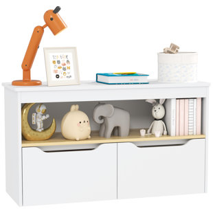 ISABELLE & MAX™ Arnell Toy Storage Organizer, Kids Bookshelf with 2 Drawers, Toy Shelf, Large Top, Toy Organizer for Bedroom, Nursery, Living Room, White