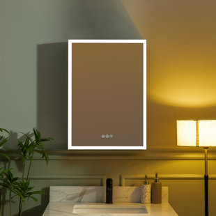 WOODBRIDGE 19.75" W x 27.75" H Smart Storage Solutions for Cosmetics Medicine Cabinet with Anti-Fog Mirror, LED Lighting, and Compact Design