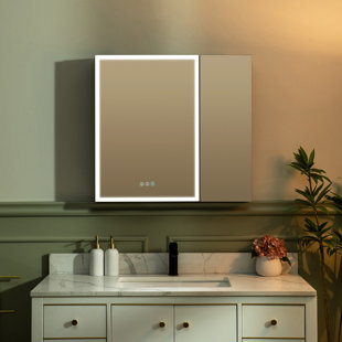 WOODBRIDGE 29.5" W x 27.9" H Smart Storage Solutions for Cosmetics Medicine Cabinet with Anti-Fog Mirror, LED Lighting, and Medium-Sized Design