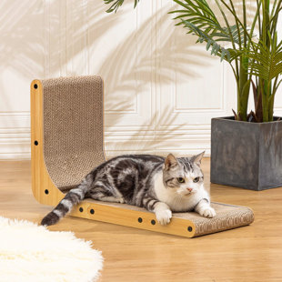 ARCHIE & OSCAR™ L Shape Cat Scratcher, Cat Scratchers For Indoor Cats, Protecting Furniture Cat Scratch Pad, Cardboard Cat Scratching With Ball Toy, Catnip, Large