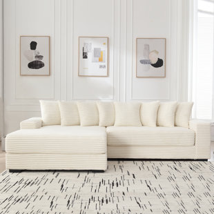 CITY HOUSE RAN HOME CO., LTD The 111-Inch Corduroy Living Room L-Shaped Sofa Is Interchangeable From Side To Side