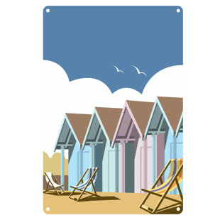 HOUSE OF HAMPTON 'Beach Huts' by Dave Thompson Graphic Art