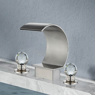 NABIYY 8 in Widespread Bathroom Sink Faucet 2 Crystal Handle 3 Hole Lavatory Basin Mixer Tap