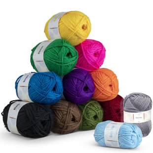 HEARTH & HARBOR Soft Cotton Multicolored Crochet Yarn for Knitting and Crafts (Set of 12)