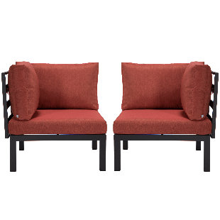 LEISUREMOD 2-Piece Corner Chair Loveseat Upholstered In Polyester With Powder-Coated Aluminum Frame And Removable Cushion Hamilton Collection (Set of 2)