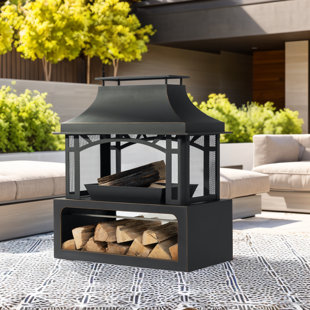 FREEPORT PARK® Jurgensen 45“H x 39"W Wood Burning Outdoor Pagoda style fire pit and fireplace