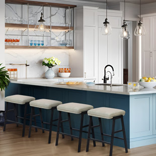 NORTHOBLIQ DIGI 24 Inch Modern Faux Leather Counter Height Bar Stools With Unique Double-Layer Cushion Design (Set of 4)