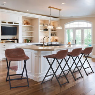 NORTHOBLIQ DIGI Modern 24-Inch Counter Height Bar Stools Elegant Ladder-Like Fresh Design (Set of 4)