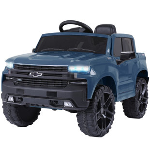 KIMBOSMART Licensed Chevrolet Silverado 12V Battery Powered Kids Ride On Toy Car Truck with Remote Control