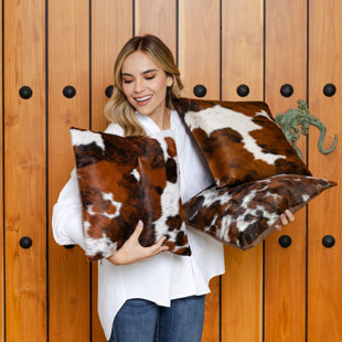 PERGAMINO Tricolor Cowhide Pillow Cover & Insert