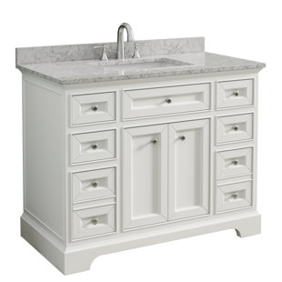 Maxbano 43" Single Bathroom Vanity With Engineered Stone Top In Grey Finish