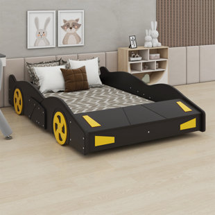 ZOOMIE KIDS Race Car-Shaped Platform Bed With Wheels And Storage