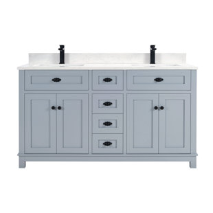 LEGION FURNITURE 60" Finish Solid Wood Sink Vanity With 1' Artificial Stone Top