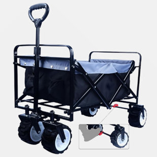 GO PEAK TRACK Collapsible Heavy Duty Beach Wagon Cart Outdoor Folding Utility Camping Garden Beach Cart With Universal Wheels Adjustable Handle Shopping