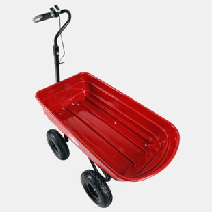 GO PEAK TRACK Four-Wheeled Electric Cart 24V 180W Lead-Acid Battery 264 Lbs (120 Kg) Electric One-Wheeled Wheelbarrow 75L Electric Garden Cart Plastic Pot Capacity 2.6 Cu.Ft. Wheelbarrow Electric Wheelbarrow