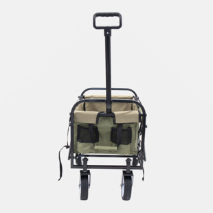 GO PEAK TRACK Collapsible Foldable Wagon Cart With Strapping System, Beach Wagon , Utility Cart , Utility Wagon Grocery Cart For Camping Shopping Sports Gardeing Fishing Supports 225Lbs ,All-Terrain Wheels