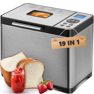 ALL AMERICAN FURNITURE & MATTRESS, INC Bread Maker, 19-In-1 Automatic Bread Machine Stainless Steel With Ceramic Pan,15H Timer&1H Keep Warm, Sourdough, Gluten-Free, 650W Bread Maker Machine With 3 Loaf Sizes 3 Crust Colors, Recipes