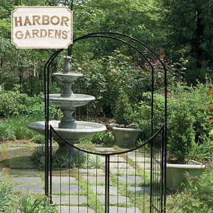 WORLD SOURCE PARTNERS 49'' W x 24'' D Metal Arbor with Gate in Black