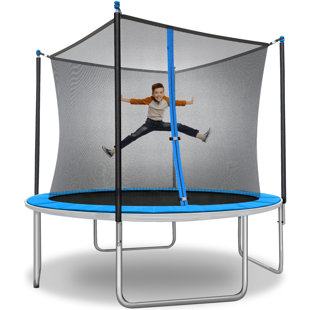 Sportspower TruJump 10' Round Backyard Trampoline with Safety Enclosure & with Lifetime Warranty on Jump Mat