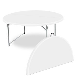 BROSISINCORP Outdoor Banquet Dining Circular 60 Inch Round Foldable Plastic Table With Carry Handle