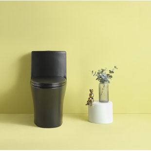 GO PEAK TRACK 1.1/1.60 GPF Dual-Flush One Piece Toilet, Water-Saving Elongated Comfort Height Floor Mounted, Soft Closing Seat, 1000 Gram Map Flushing Score Toilet, Matte Black 23T02-MB