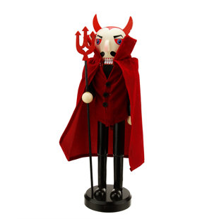 NORTHLIGHT SEASONAL 14" Red and Black Devil Holding Pitch Fork Halloween Nutcracker