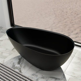 GIVINGTREE 55" Solid Surface Stone Resin Oval-shaped Freestanding Soaking Bathtub With Overflow