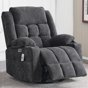 INKEDZ Power Swivel Rocker Recliner Chair for Adults with Massage and Heat, USB and Type-C Ports, Infinite Position, Electric Glider Reclining Single Sofa Chair for Living Room