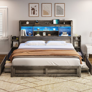 GRACIE OAKS Sherell Bed Frame with 4 Storage Drawers
