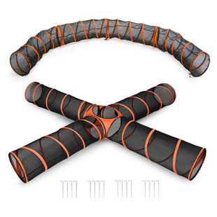 HIDE N SIDE Dog Agility Tunnels, Multi Option Layout and Setup, 4 Tunnels with Middle Section plus Bonus Ancors (Set of 22)