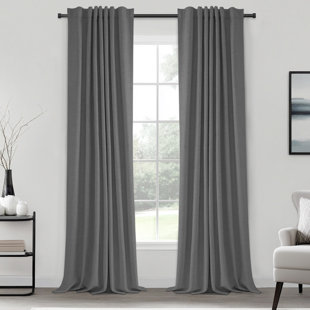 GRACIE OAKS Graciella Thermal Insulated Faux Linen Textured 100% Blackout Curtains for Bedroom Living Room Back Tab/Rod Pocket (Set of 2)