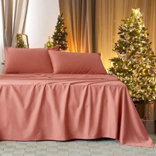 BEDSURE Double Stitch Sheet - Luxury Cotton Tencel Eucalyptus Bed Sheets Deep Pocket, 4 Pc Soft Hotel Bedding Set Cooling Breathable, 1 Fitted Sheet & 1 Flat Sheet & Pillowcases