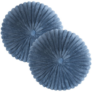 HOMECHOICE INTERNATIONAL GROUP Decorative Round Throw Pillows For Bed Couch - 2 Pieces Handcraft Ruched Pumpkin Pillow, Soft And Durable Velvet Floor Pillow For Home Decor, Bed Living Room And Sofa (Set of 2)