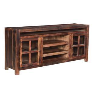 DESIGNE GALLERIE Solid Wood Rectangular Media Cabinet for TV With Two Cabinets, 72x19x33
