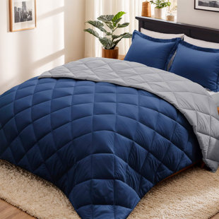 HOMECHOICE INTERNATIONAL GROUP 3Pc Size Comforter Set-All Season Reversible Down Alternative Comforter With Two Shams -Quilted Duvet Insert With Corner Tabs - Diamond Stitched Blanket - Breathable, Soft, Fluffy