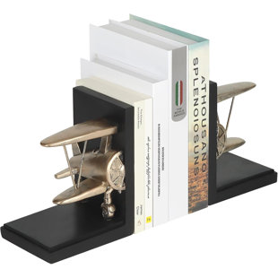 AMIPOR Airplane Decor Pilot Gifts For Men,Airplane Propeller Bookends Set For Aviation Lovers,Rustic Home Accessories Office Tudy Room Library Desktop Bookshelf