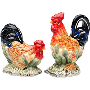 COSMOS GIFTS Rooster Ceramic Salt And Pepper Shaker Set